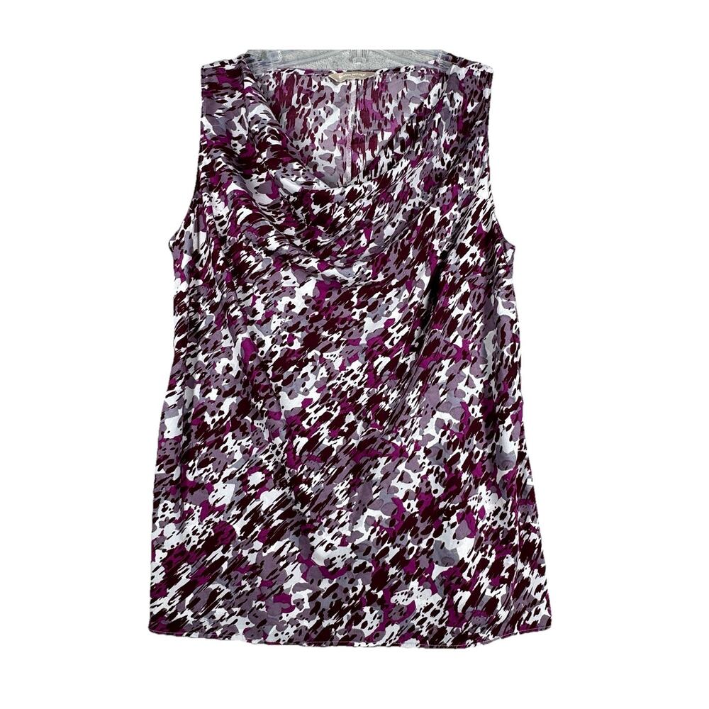 Banana Republic Shirt Women Large‎ Purple White Abstract Animal Office Casual